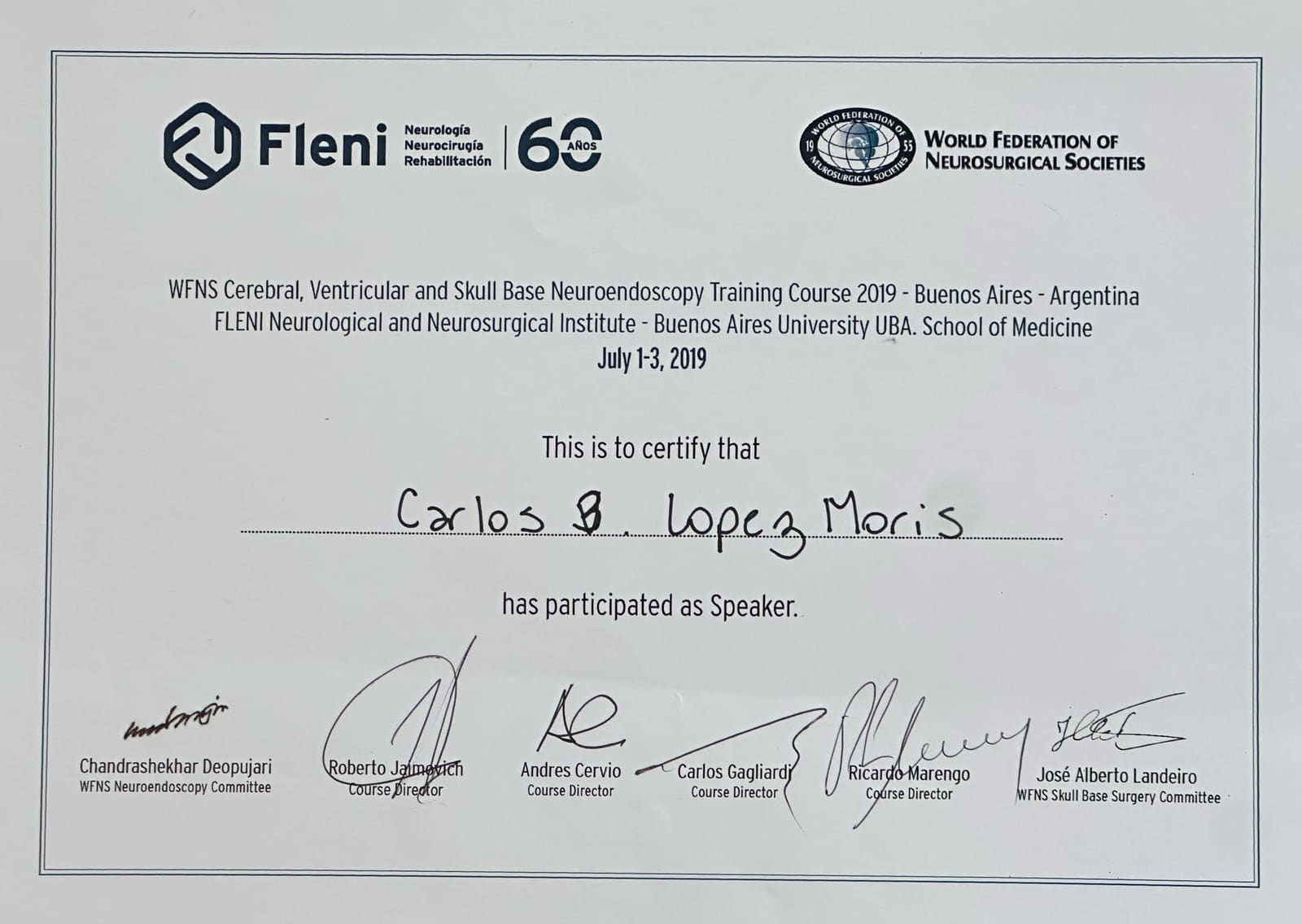 Diploma: Cerebral, Ventricular and Skull Base Neuroendoscopy — Fleni
