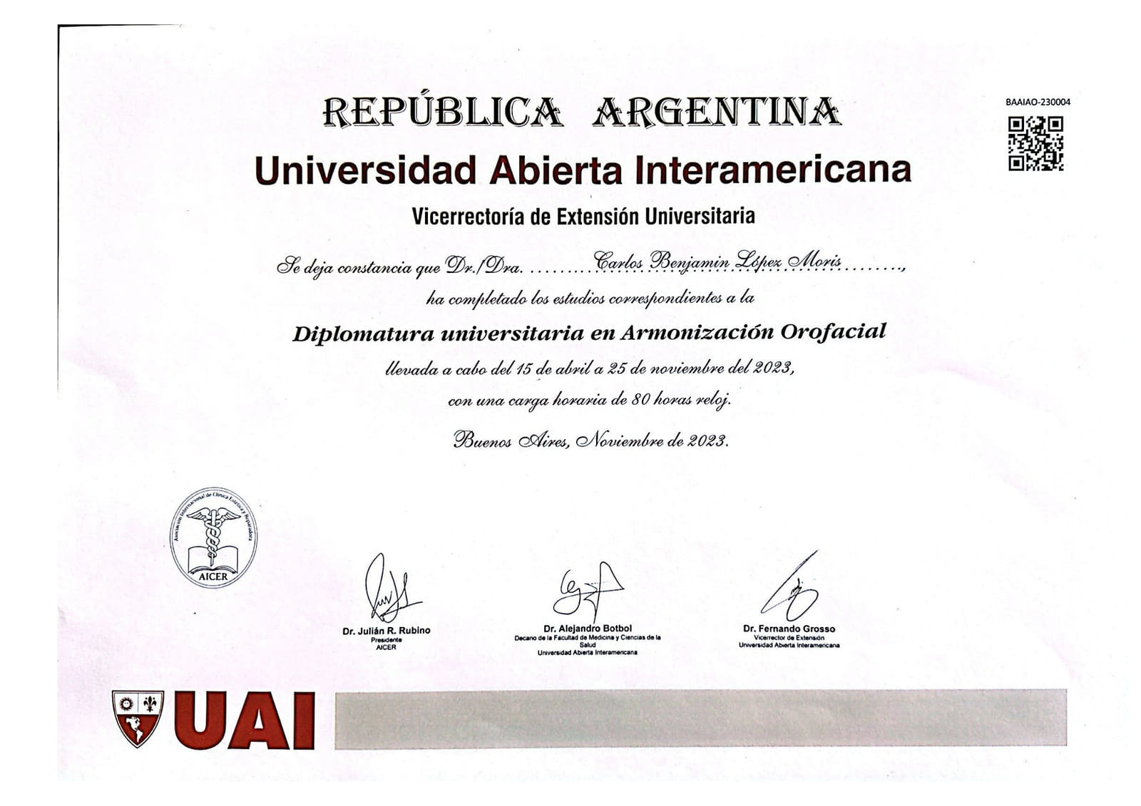 Diploma: Armonización Orofacial — Universidad Abierta Interamericana